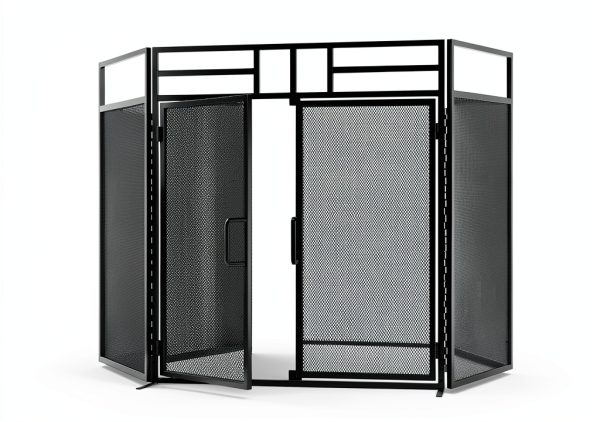Fire Beauty Fireplace Screen Black Metal Modern Safety-5