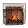 FEED GARDEN Fireplace Screen Black Wrought Iron Modern Style-3