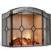 FEED GARDEN Fireplace Screen Black Wrought Iron Modern Style-1