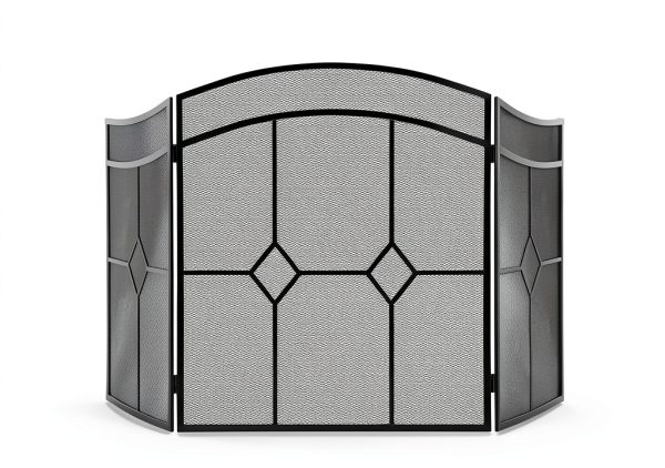 FEED GARDEN Fireplace Screen Black Wrought Iron Modern Style-2