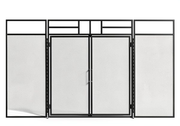 Fire Beauty Fireplace Screen Black Metal Modern Safety-3