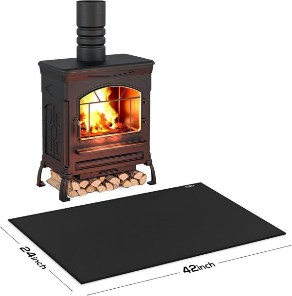 FIREWESS Fireplace Mat Black Silicone Heat Resistant Rug-1