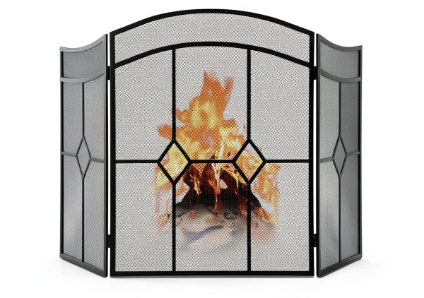 FEED GARDEN Fireplace Screen Black Wrought Iron Modern Style-7