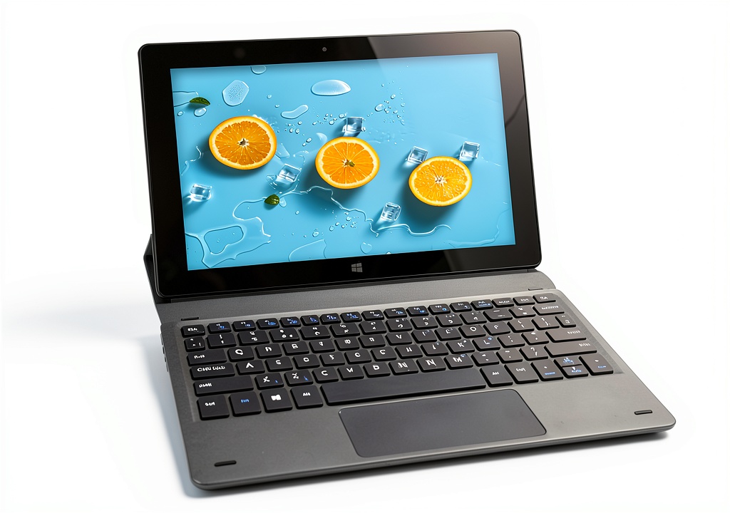 Installing Fusion5 Windows Tablet Docking Keyboard Black on a wooden desk