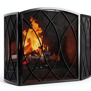 FEED GARDEN Fireplace Screen Black Wrought Iron Modern Style-0
