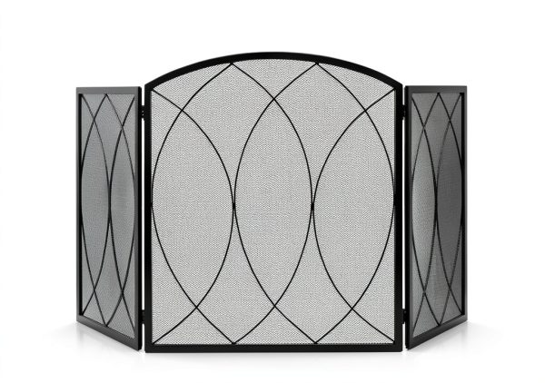 FEED GARDEN Fireplace Screen Black Wrought Iron Modern Style-3