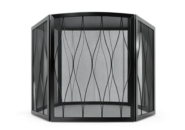 Kingson Fireplace Screen Wrought Iron Foldable Black 3040-5