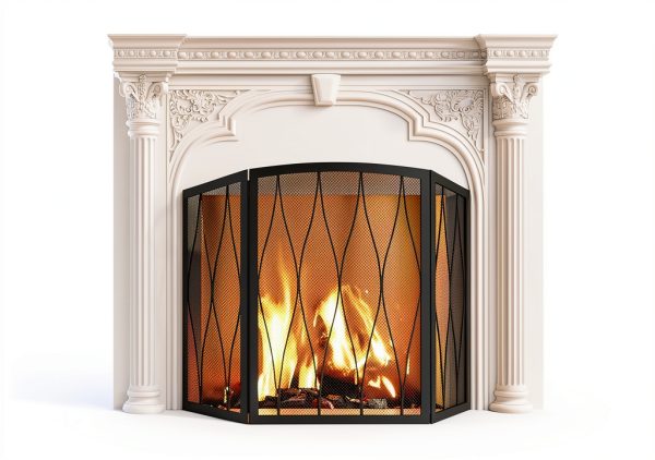 Kingson Fireplace Screen Wrought Iron Foldable Black 3040-1