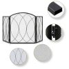 FEED GARDEN Fireplace Screen Black Wrought Iron Modern Style-2