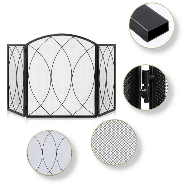 FEED GARDEN Fireplace Screen Black Wrought Iron Modern Style-2