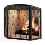 Kingson Fireplace Screen Wrought Iron Foldable Black 3040-0