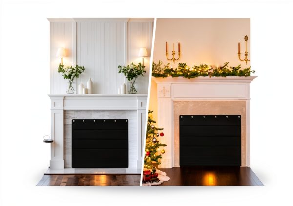 GOCOHHI Fireplace Cover Fire Water Resistant Insulation-6