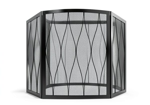 Kingson Fireplace Screen Wrought Iron Foldable Black 3040-7