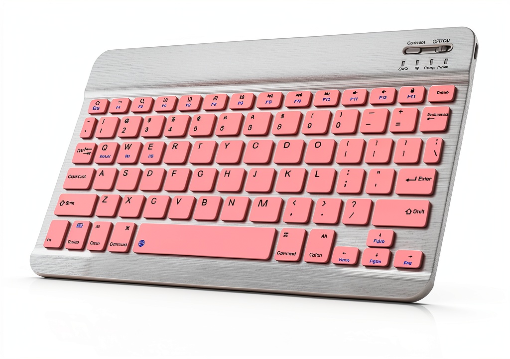 LOOBOAKY wireless keyboard on a wooden desk