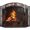 FEED GARDEN Fireplace Screen Black Wrought Iron Modern Style-0