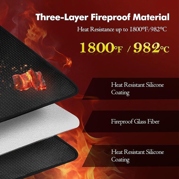 SUNICO Fireplace Mat Silicone Coated Fiberglass Fireproof-4