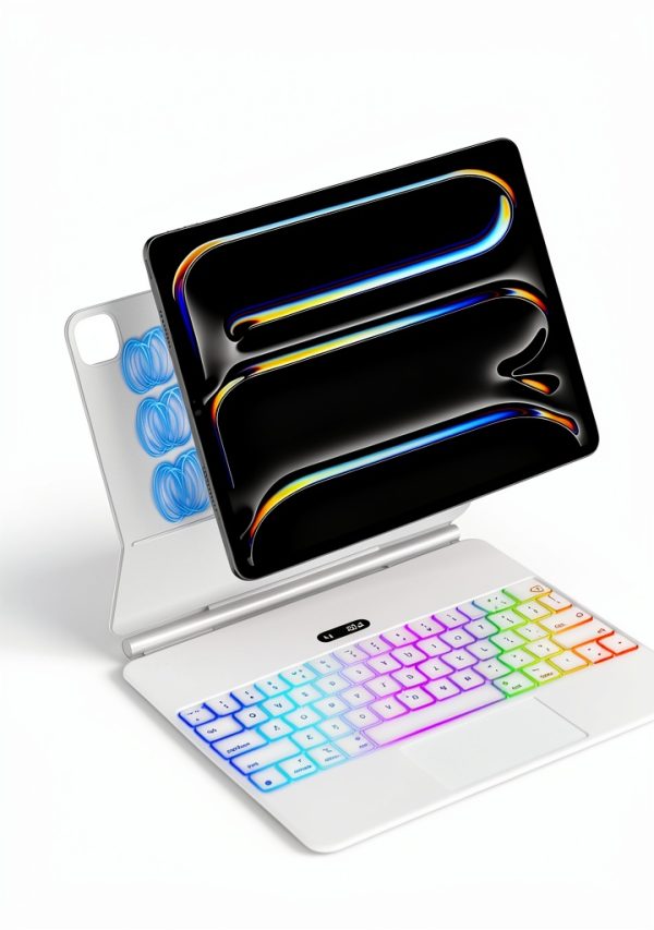 Jibrealg iPad Pro 13 Keyboard Case White-4