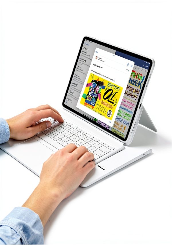 ESR iPad Pro 13 Keyboard Case Aluminum White-2