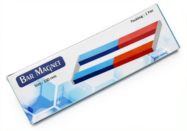 Eisco Bar Magnets Set 2 Long 150mm Chrome Steel North South Poles-2