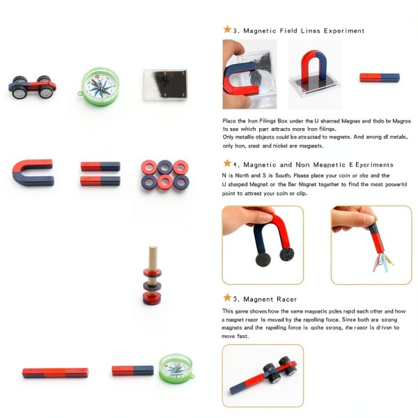 Science Magnet Kits for Kids by MakerFocus Lab with Bar Ring Horseshoe-7